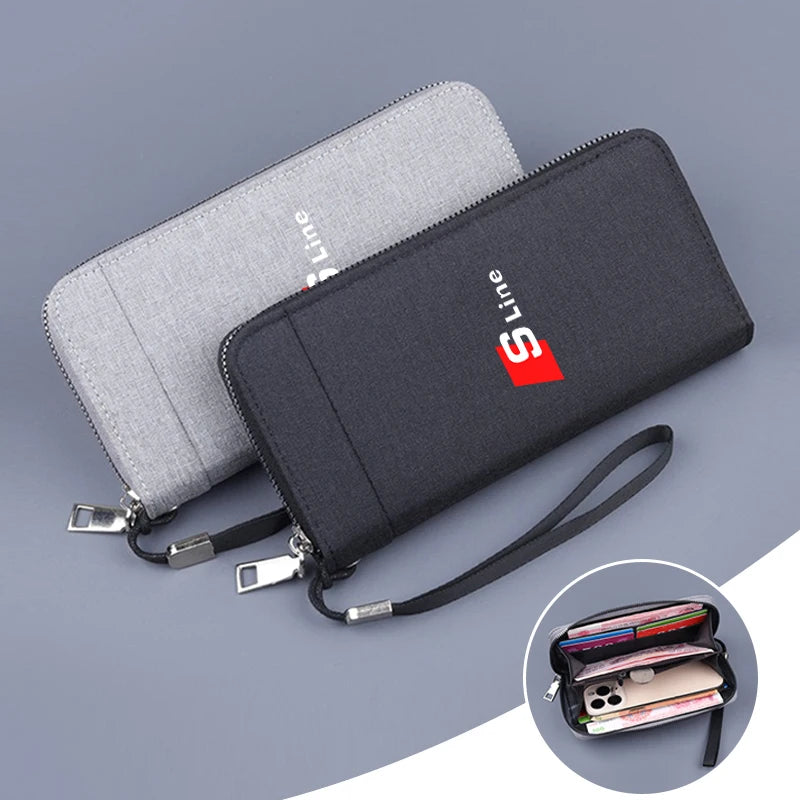 1PC Car Logo Coin Purse Wallet Credit ID Card Bag Coin Purse For Audi RS B7 B8 B9 A3 8P 8V A4 A6 C6 C5 Q2 Q3 Q5 Q7 Q8 TT RS3 RS4