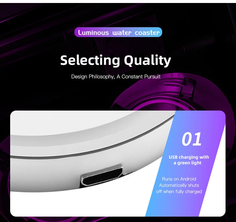 Car Glowing Coasters LED Light Water Cup Mat For Mercedes Benz AMG W203 W206 W220 W205 W211 Car USB Charging Coasters keychain