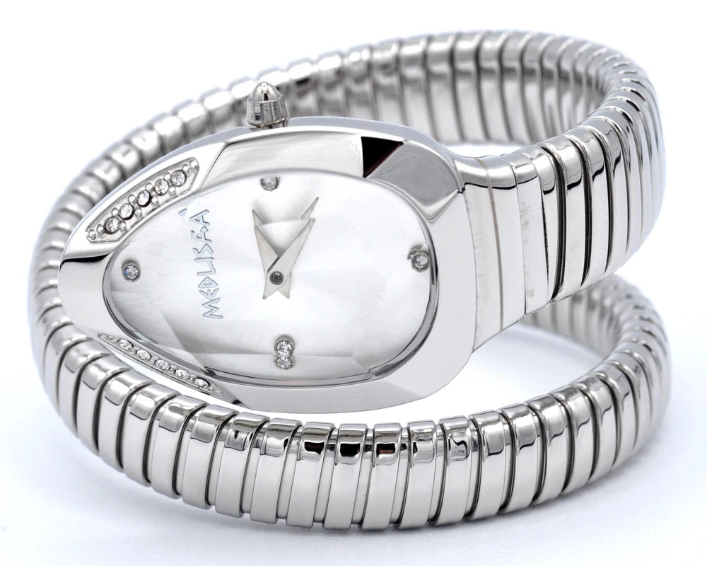2026 High Quality Gold Diamond Set Snake Shaped Dress Watch Bangle Style Fashionable Unique Brand Same Style Women's Wristwatch