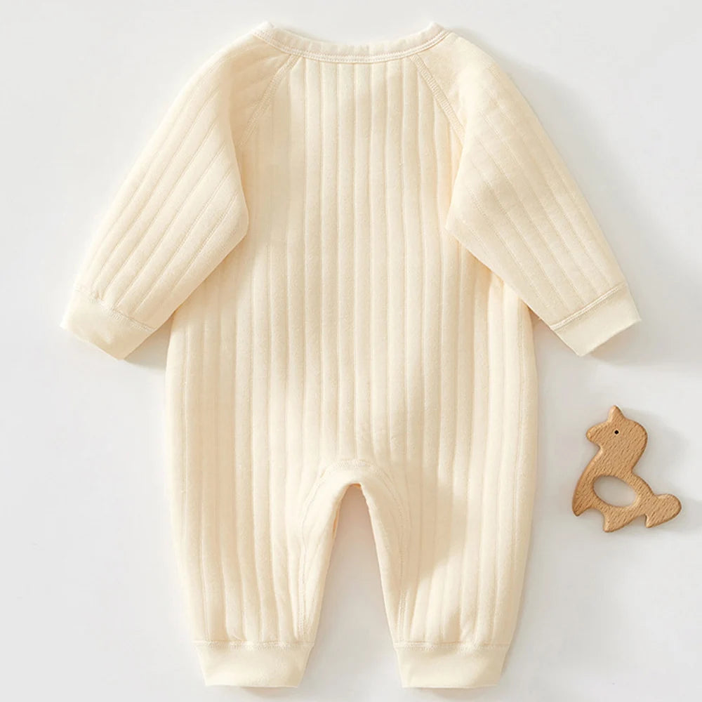 Baby Boy Christmas Romper Quilted Warm Autumn Winter Newborn Jumpsuit Solid Color 0 6 Months Hospital Baby Girl Clothing