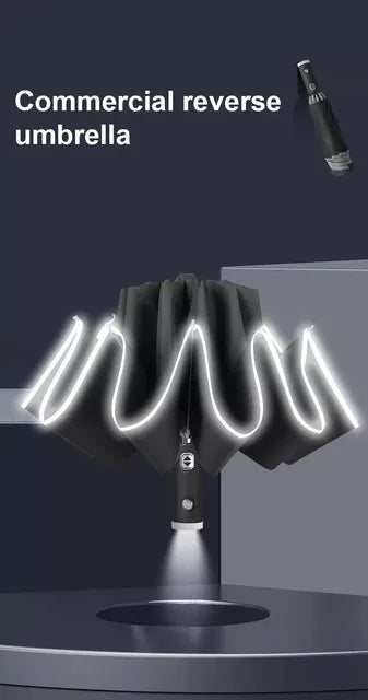 LED Umbrella Male Fully Automatic Reverse Umbrella Female Dual Purpose Folding Automatic Umbrella Large Size