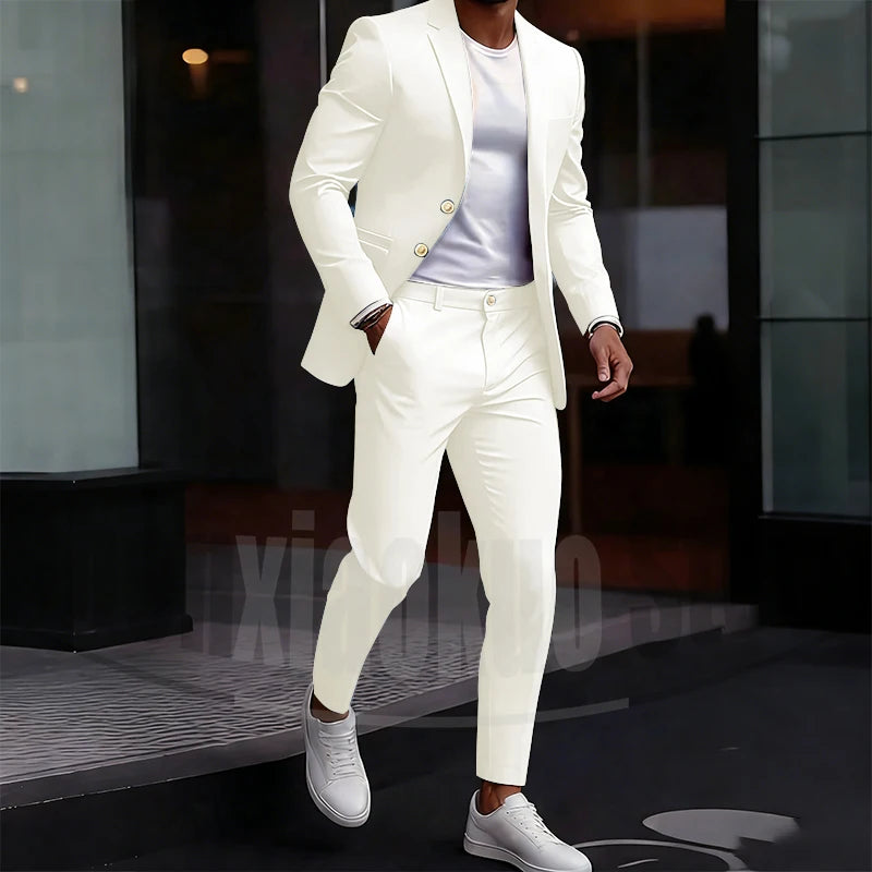 Men's Light Green Suit Set Single Breasted Casual Stylish Wear for Daily Party Fashion Solid Color Formal Male Suit 2 Piece
