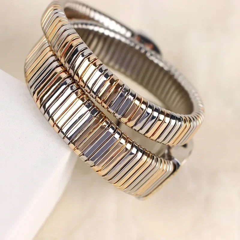 Gold Sliver Unique Creative Snake Shaped Design Bracelet Watch Women Quartz Watch Luxury Bangle Watches Ladies Clock AAA Watch