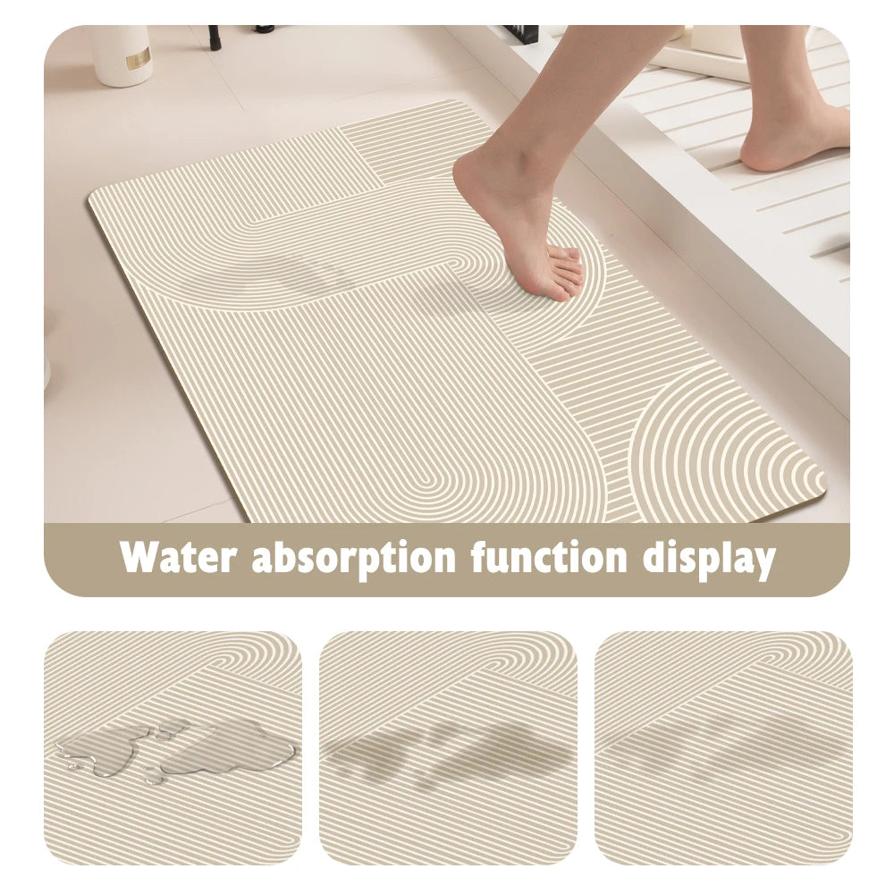 Super Absorbent Bathroom Mat Non-slip Bath Rug Quick Dry PVC Bathroom Rugs Floor Mat