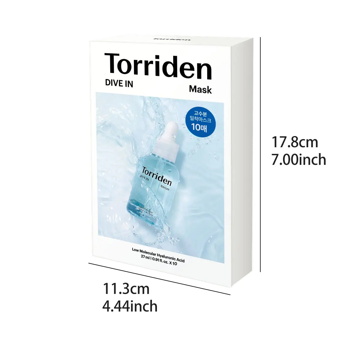 Torriden DIVE-IN Hyaluronic Acid Facial Sheet Masks 10pcs,Thin & Skin-Fit,Deep Hydration,Weekly Treatment,K-Beauty,Korean Makeup