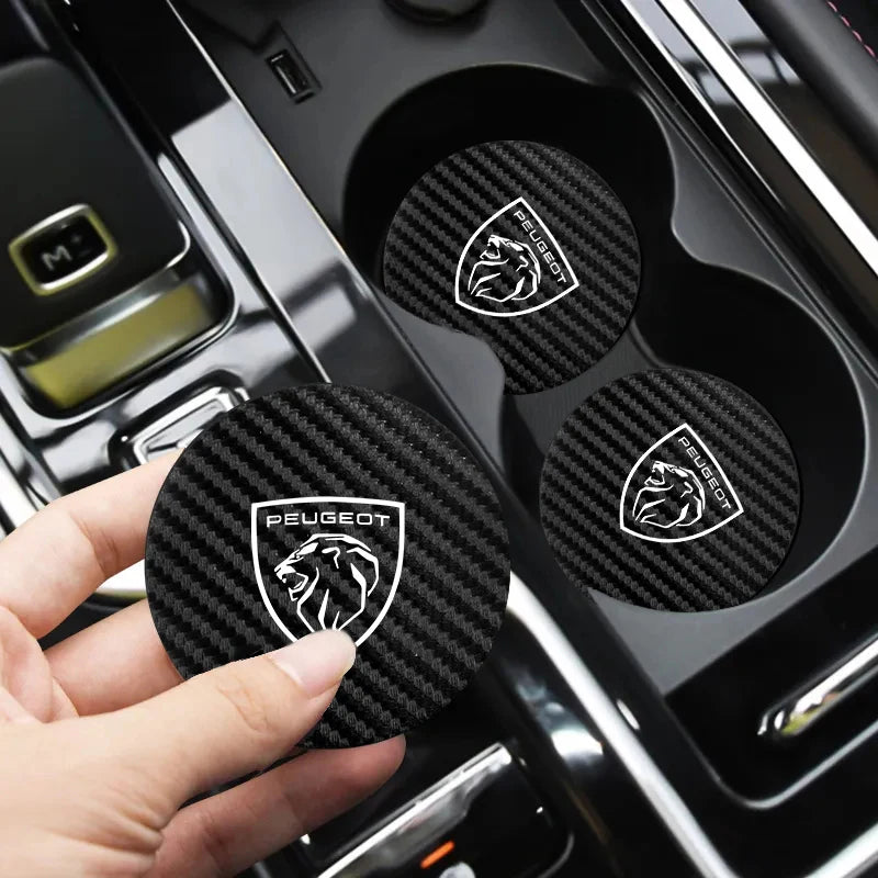 2Pcs Car coaster water anti slip pad silicone waterproof interior accessories For New Peugeot 206 208 207 3008 308 2008 107 508