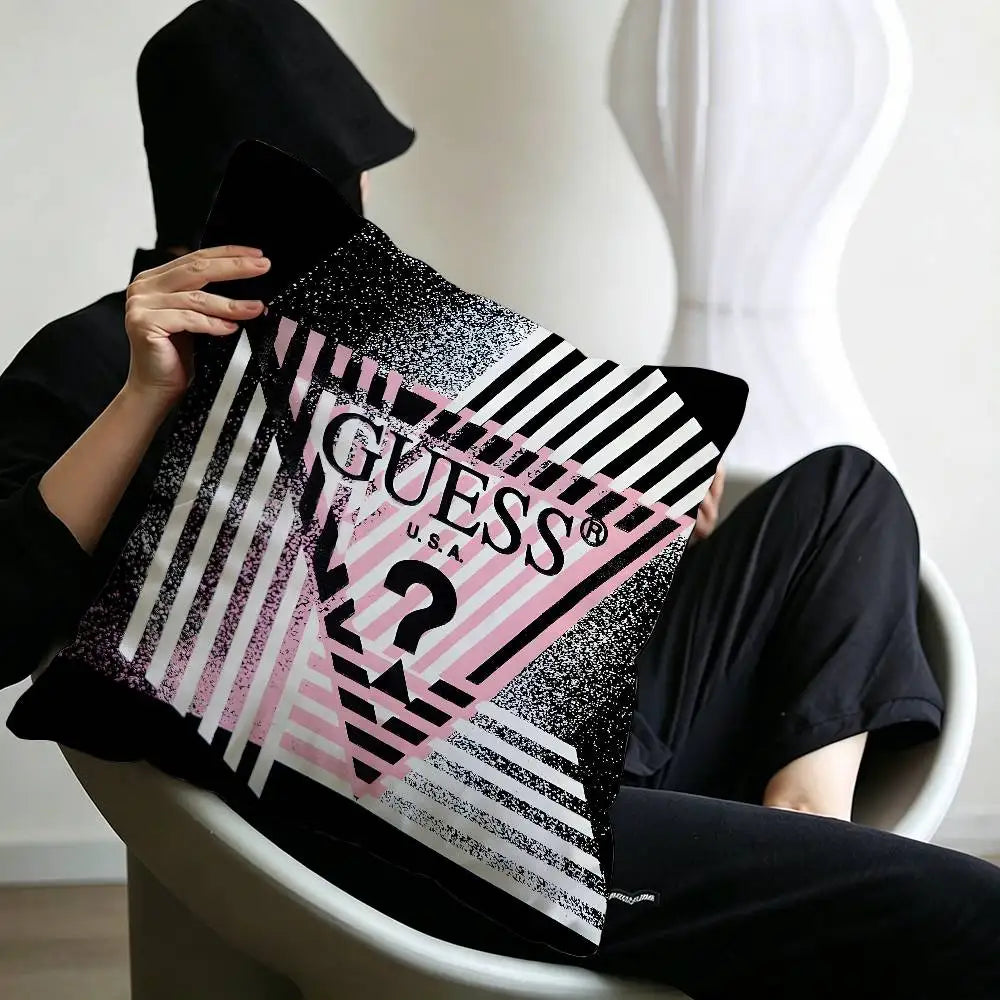 Fashion G_GuessS Logo Printed Pillow Gift Home Office Decoration Pillow Bedroom Sofa Car Cushion CoverPillow Case