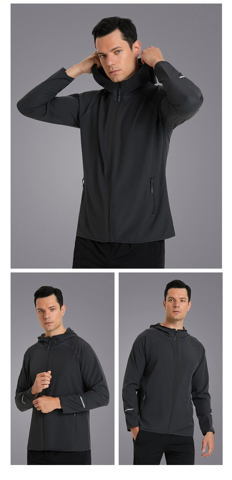 2026 Autumn Long-Sleeve Hoodie Quick-Dry Outdoor Windproof Jacket Four-Way Stretch Running Coat
