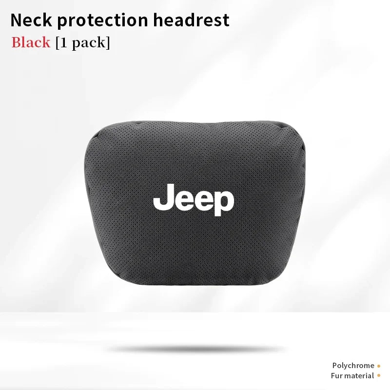 Car Suede Ventilate Headrest Seat Waist Cushion Pillow Jeep Wrangler Grand Cherokee Renegade Compass Gladiator Patriot Commander
