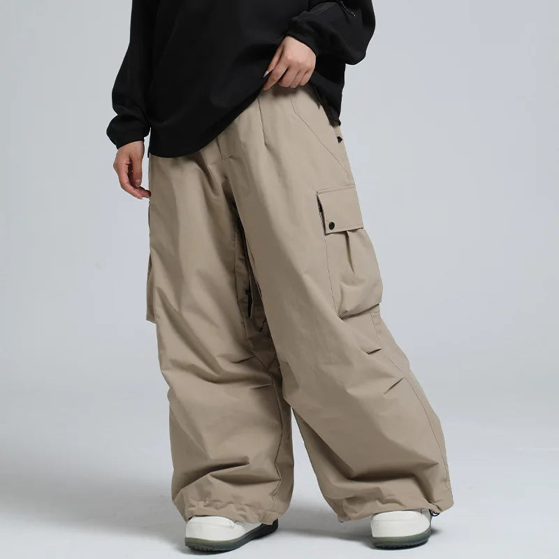 2025 GSOU SNOW New Winter Outdoor Loose Waist Ski Pants For Women  Men Waterproof And Warm  Professional Snowboard Ski Pants