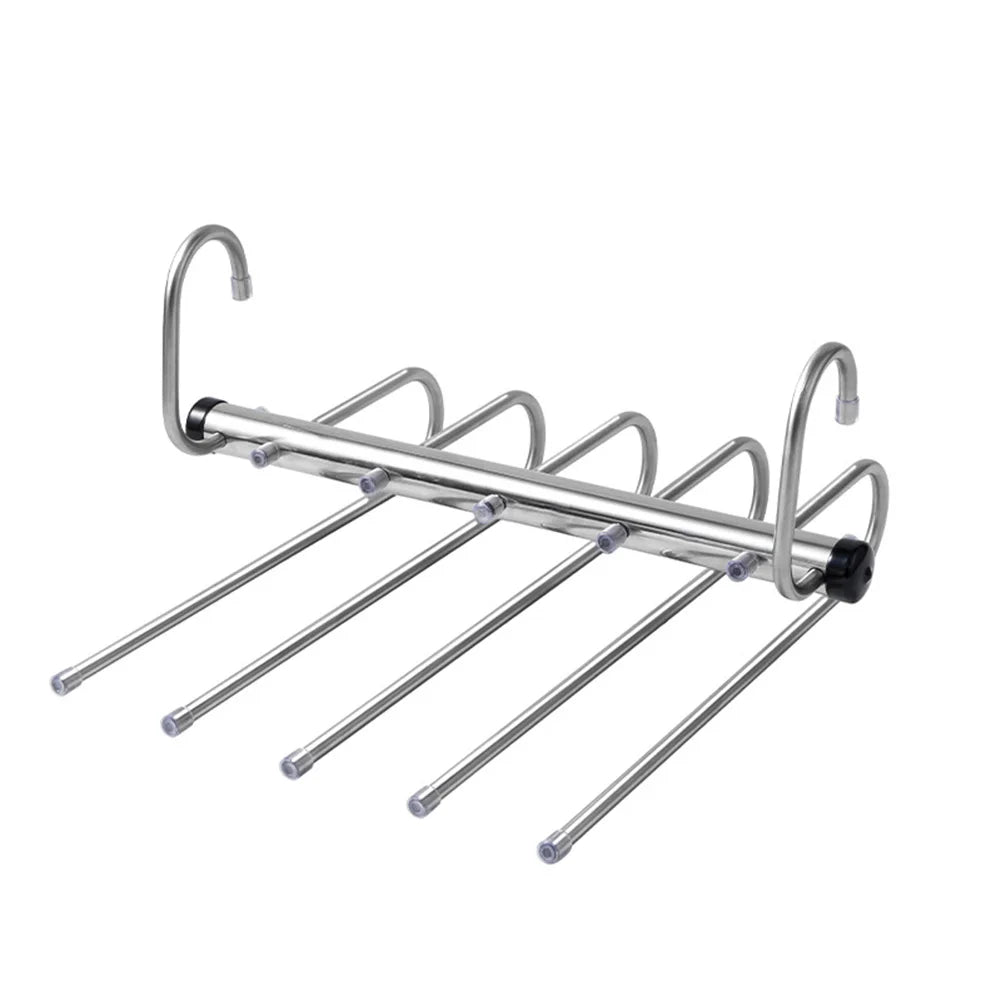 1/2pcs Folding Magic Pants Hangers,5/9Layer Stainless Steel Space Saving Clothes Rack,Jeans Trousers Scarf Organizers for Closet