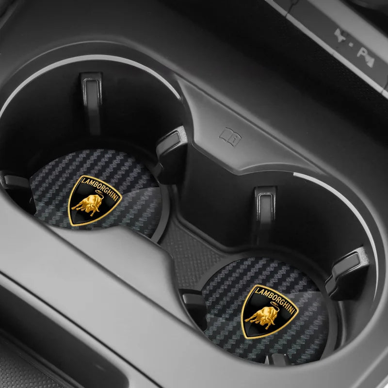 2Pcs Silicone Car Coaster Non-Slip Protection Mat Water Cup Slots Pad For Lamborghini Urus Huracan Aventador Premium Accessories
