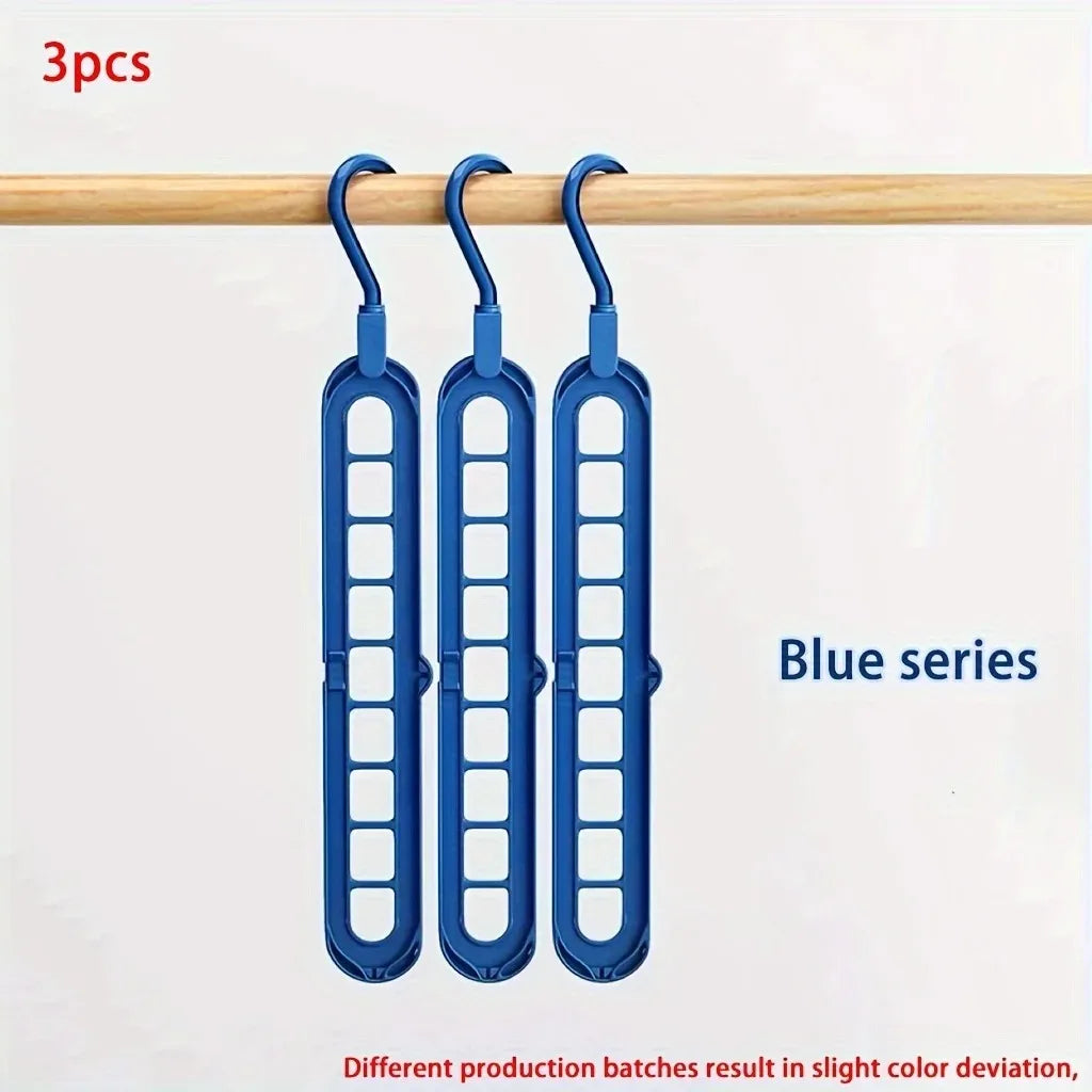 Plastic Multifunctional Hangers Heavy Duty Space Saving 9 Holes Clothes Organizer for Bedroom Cabinet Wardrobe Home Storage Use
