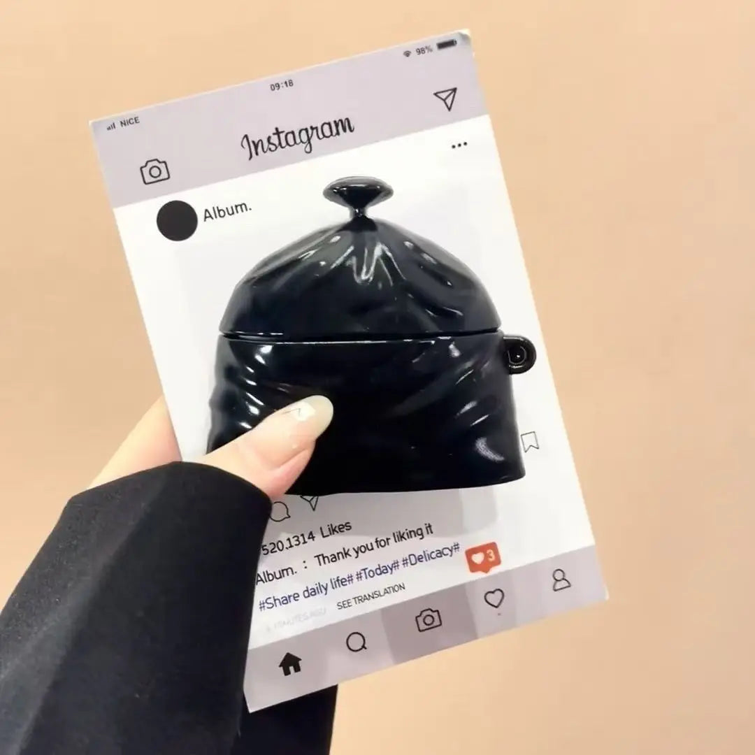 3D Garbage Bag Funny Cartoon Earphone Case for Airpods 4 1 2 3 Pro Protective Cute Silicone Cover for Airpods Pro2 with Hook
