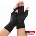 LOOGDEEL 1Pair Copper Compression Arthritis Gloves Fingerless Carpal Tunnel RSI Rheumatoid Tendonitis Hand Pain Computer Typing