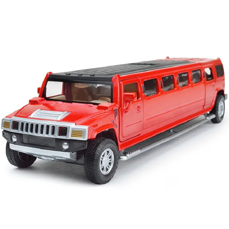 1:32 Alloy Lengthen Hummer Limousine Car Model Metal Diecasts Vehicles With Sound Light Pull Back Car Collection Toys Kids Gifts