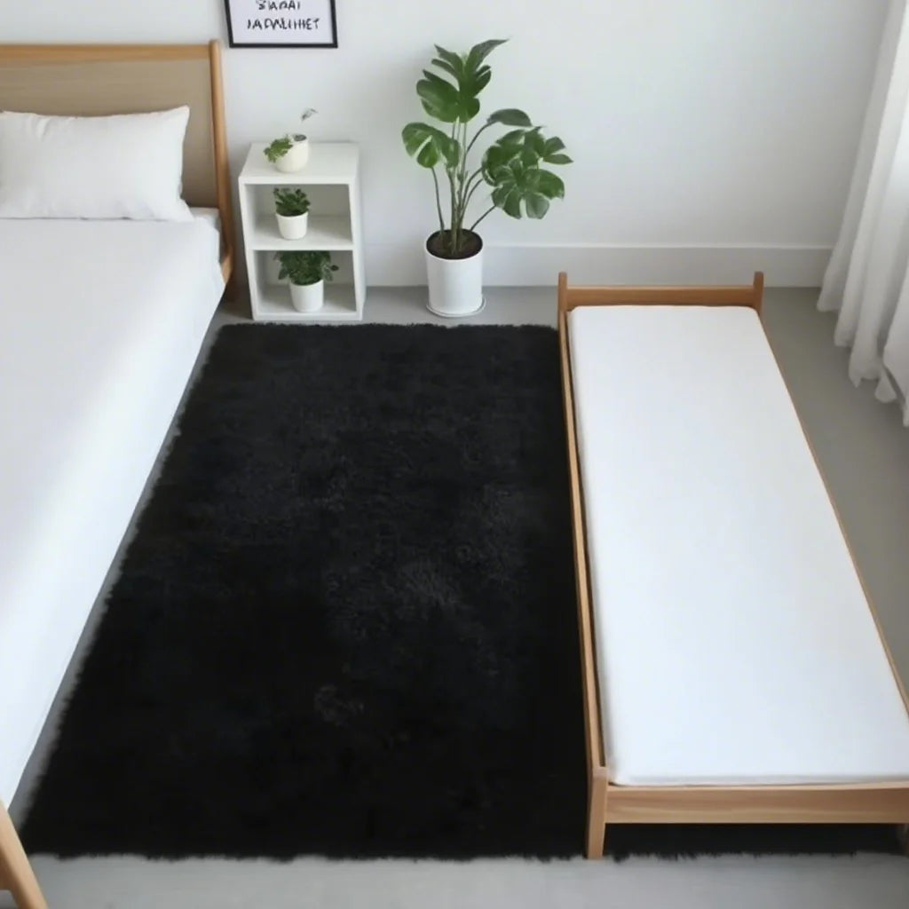 Shaggy Area Gray Rug For Living Room Super Soft Long Pile Bedroom Carpet Non-Slip Children's Home Decor Fluffy Bedside Floor Mat