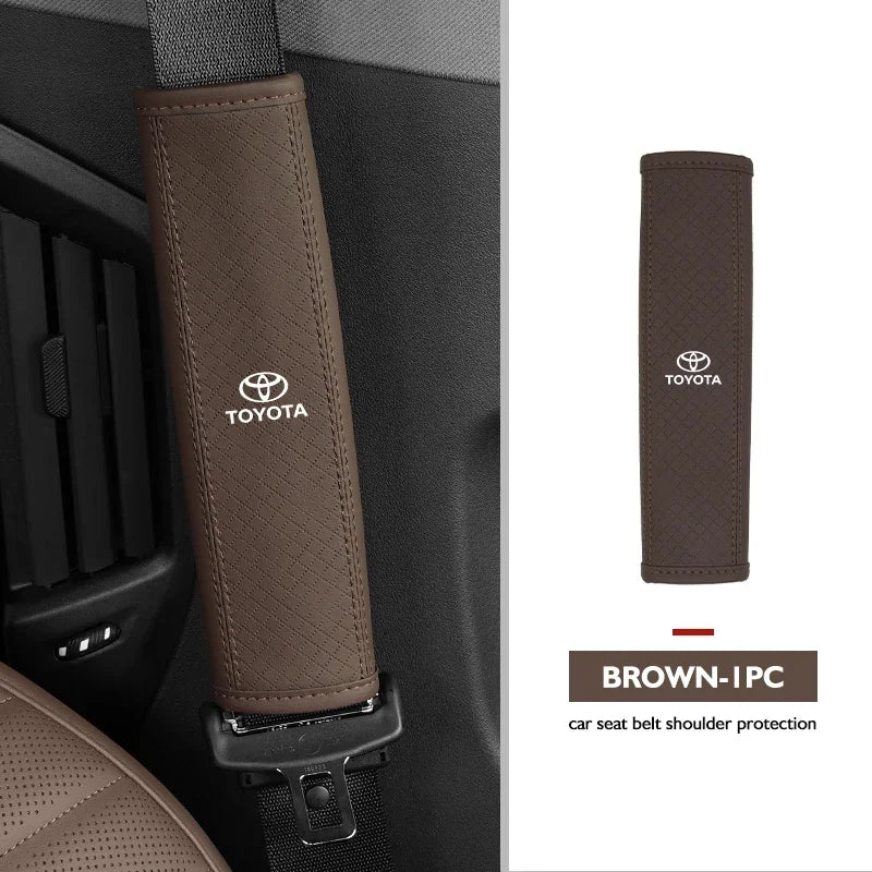 Leather Car Seat Belt Protector Pad Shoulder Strap Cover For Toyota Corolla Prius Auris CHR Land Cruiser Camry Avalon