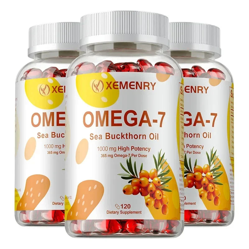 OMEGA-7 Sea Buckthorn Oil Supplements - Antioxidant, Supports Skin, Hair and Nail Health, Improves Digestion, Boosts ImmunitySup