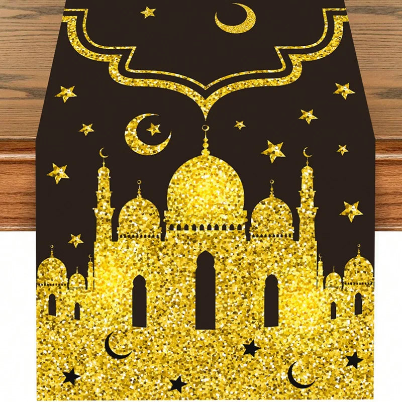 Ramadan Table Runner Eid Mubarak Decoration 2026 for Home Ramadan Kareem Ramadan Mubarak Islamic Muslim Party Eid Al-Fitr Gifts