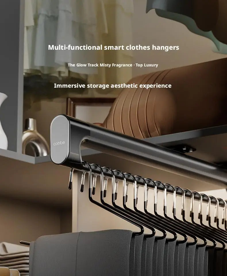 Retractable Closet Pull Out Rod Wardrobe Trousers Rack Clothes Hanger Top-mounted Damping  Slide Rail Valet Rod Pull-out Rack