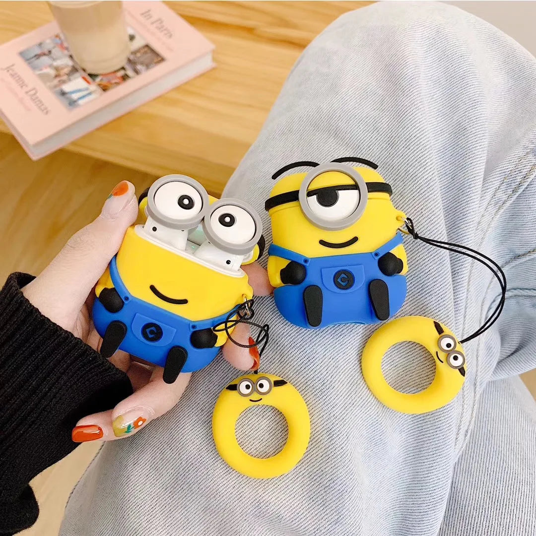 For Airpods 1 2 3 4 Pro 2 Case Cute Cartoon M-Minions Silicone Earphone Case Accessories Cover airpods pro3
