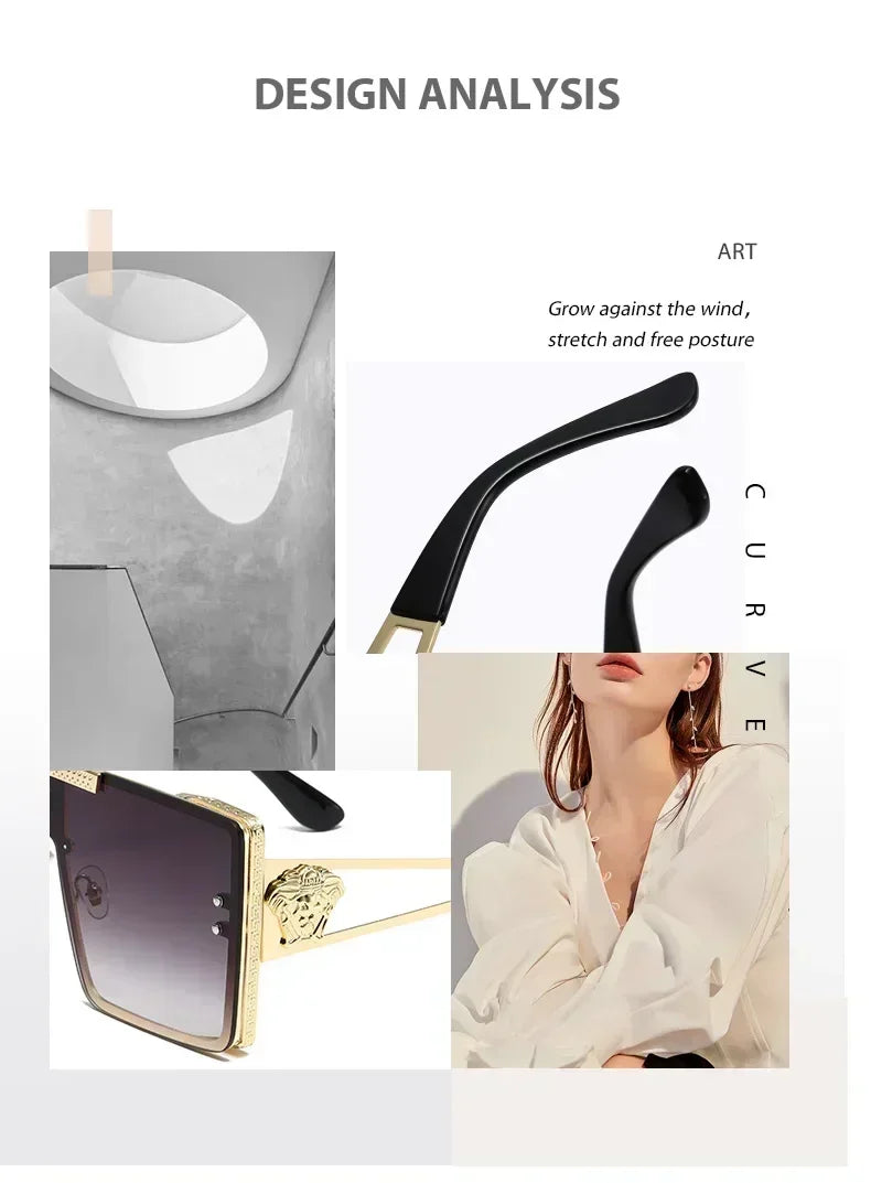 New Personality Square Big Cool Sunglasses for Men Women Fashion Retro Luxury Design Male Sun Glasses Gafas UV400 Gafas De Sol