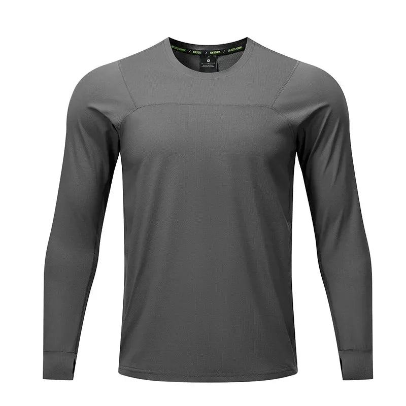 Quick Dry Long Sleeve T-Shirt Men's Thin Collar Breathable Outdoor Sports Base Shirt Striped Pattern Casual Comfortable Top