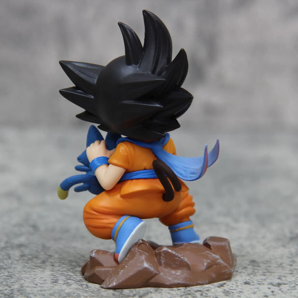 Dragon Ball Childhood Little Goku Hugs Puer Ya Mu Tea Little Follower Figures Doll Pvc Model Statue Collection Toys Ornamen Gift