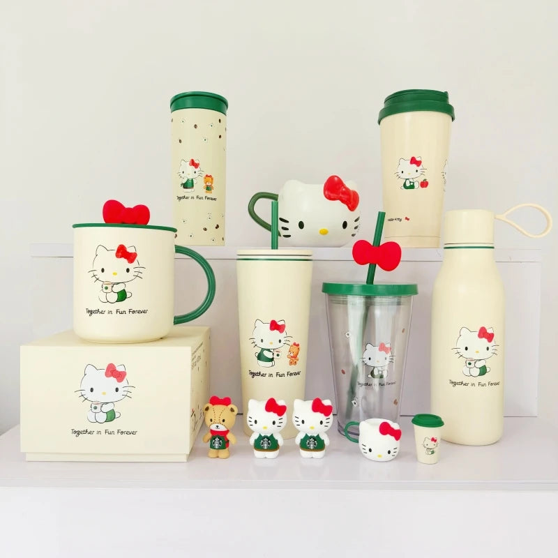 New Hot Limited Edition Sanrio Hello Kitty Co-Branded Cute Mug Straw Cups Stainless Steel Cup Collectibles Cups Halloween Gifts