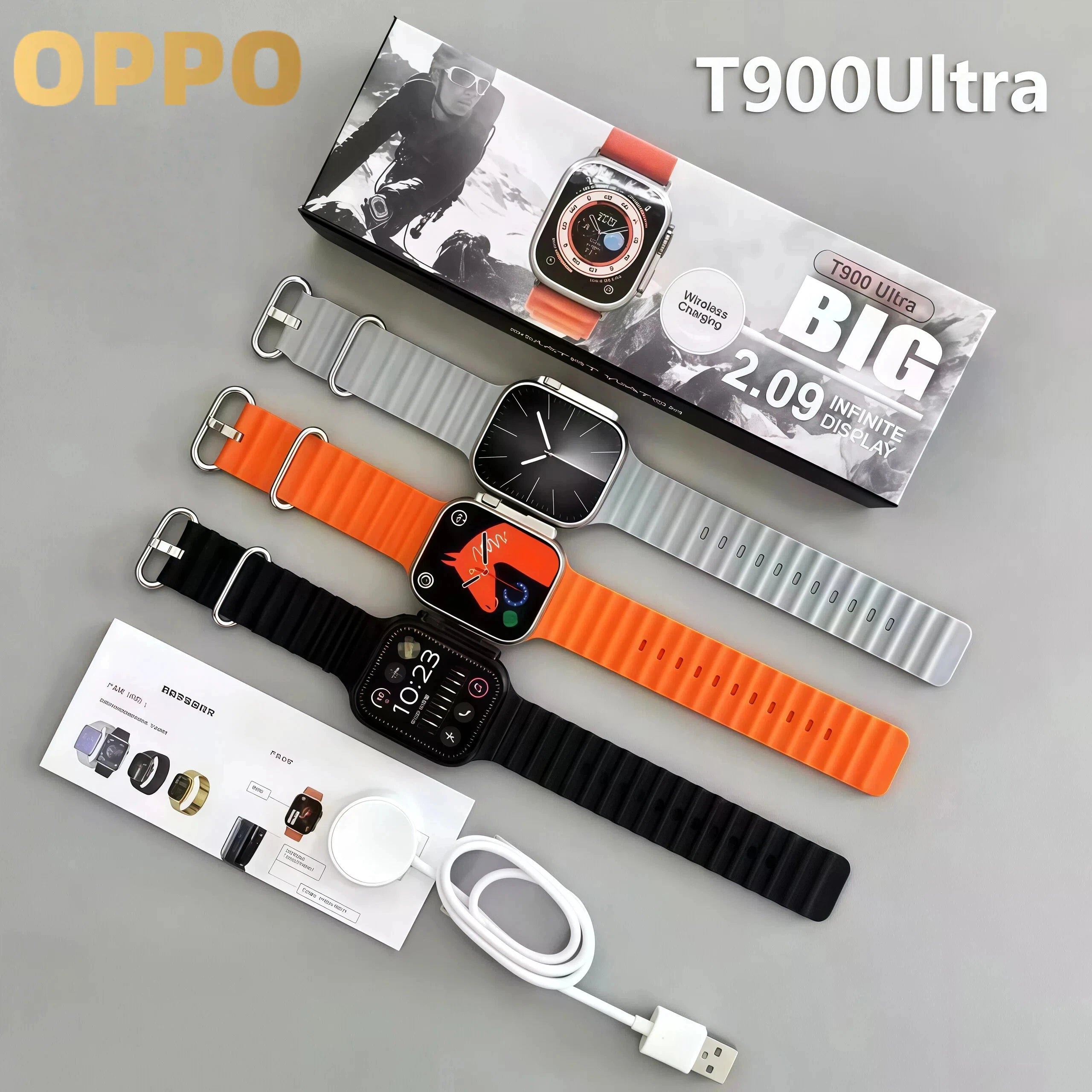 OPPO T900 Ultra Smart Watch Men 49mm Series 9 AMOLED Screen NFC Compass Waterproof For Apple Watch IWO Ultra 9 Wholesale NEW
