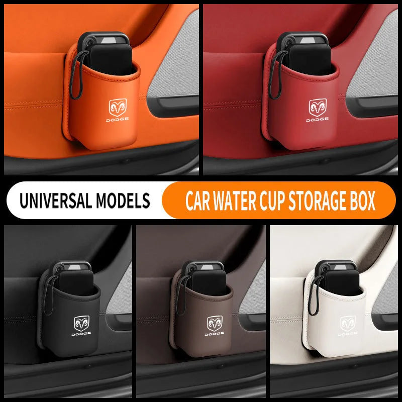 PU Leather Car Door Wall Mounted Storage Auto Logo Storage Hang Pocket For Dodge SRT Ram 1500 Journey Charger Challenger Caliber