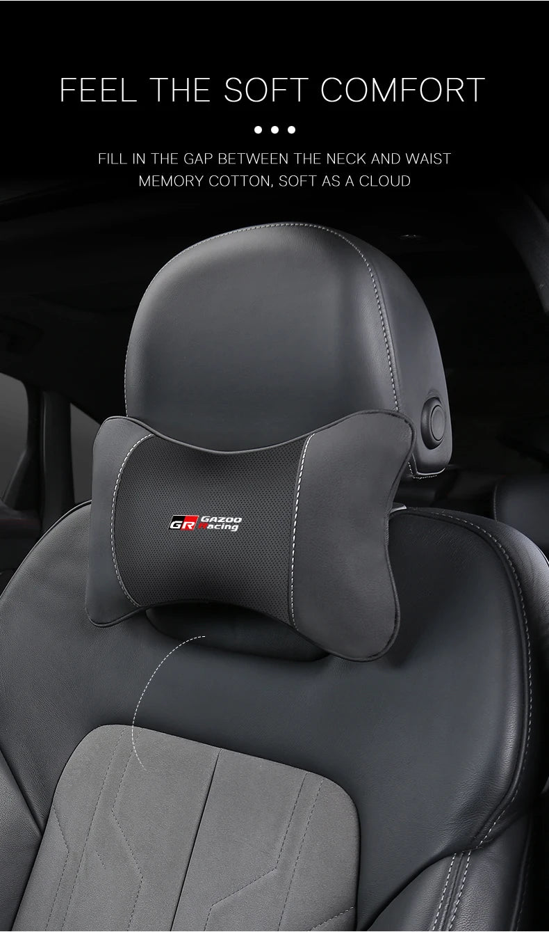 Leather Car Headrests Lumbar Pillows Auto Neck Pillows For Toyota Supra Aygo Prado RAV4 Hilux Yaris Corolla 4Runner Camry Avalon