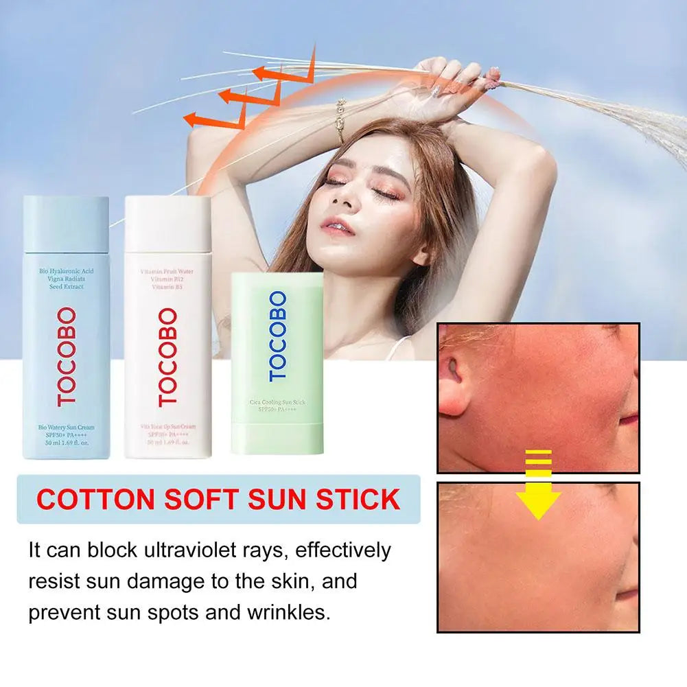 Tocobo Cotton Soft Sun Stick Face Oil-Control Matte Centella Cica Calming Toneup Korea Sunscreen Bio Watery Waterproof Sun Cream