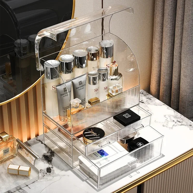 30x17.5x36cm Large Drawer Organizer Makeup Clear Acrylic Box With Perfume Cosmetic Display Capacity Lid Cosmet Storage Box