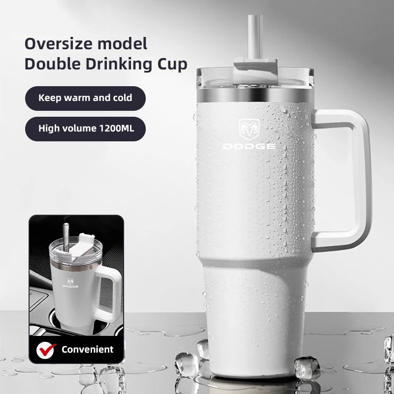 Car Straw Cup Large Capacity Portable Car Outdoor Insulated Cup For Dodge Ram Durango Charger SRT Dart Journey Avenger Caliber