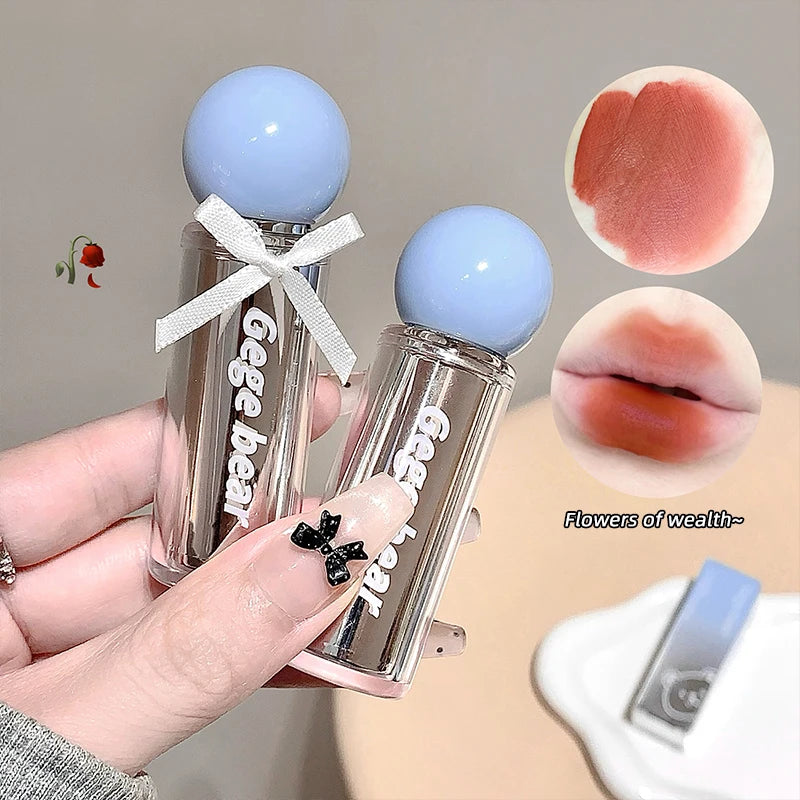Gege bear Artistic Soft Mist Mousse Lip Glaze Velvet Matte Lipstick Holding Makeup Not Easy to Sticky Cosmetics Lipstick