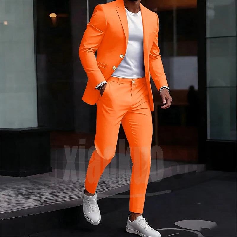 Men's Light Green Suit Set Single Breasted Casual Stylish Wear for Daily Party Fashion Solid Color Formal Male Suit 2 Piece