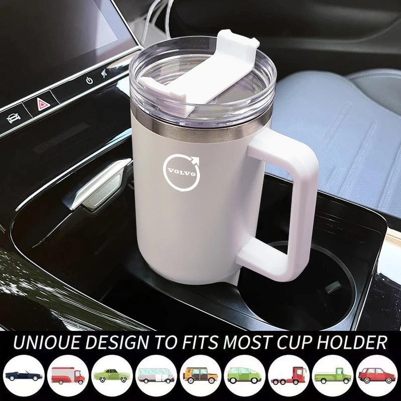 Car Logo Thermos Cup High Quality Insulated Thermos Double Wall Thermal Iced Travel Cup For Volvo V50 S60 S90 S80L EX30 V40 XC90