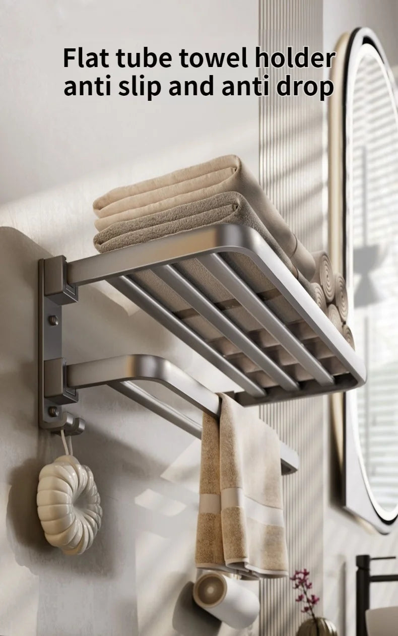 Upgrade And Thicken Grey/Black 40CM-60CM Towel Rack Space Aluminum Toilet Storage Rack Wall Mounted BathTowel Rack
