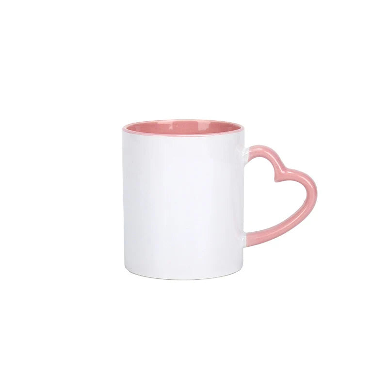 Customize white Ceramic coffee cup Creative customize logo Mug white Pnik handle Ceramic cups Print Pictures logo text mugs