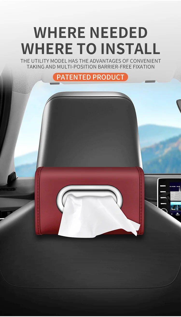 Toyota car tissue box holder flip-top design hanging car seat back tissue box PU leather high quality
