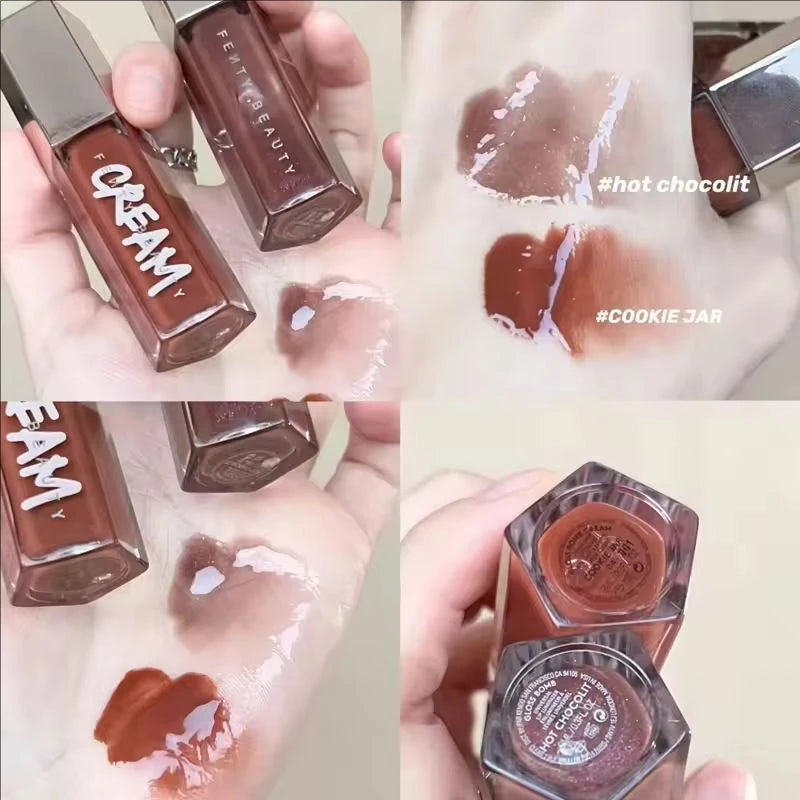 Fenty Beauty Lip Gloss Lipstick Water Gloss Highlight Mirror Lasting FUSSY HEAT RIRI Sparkling Charming Lady Lip Care Cosmetics