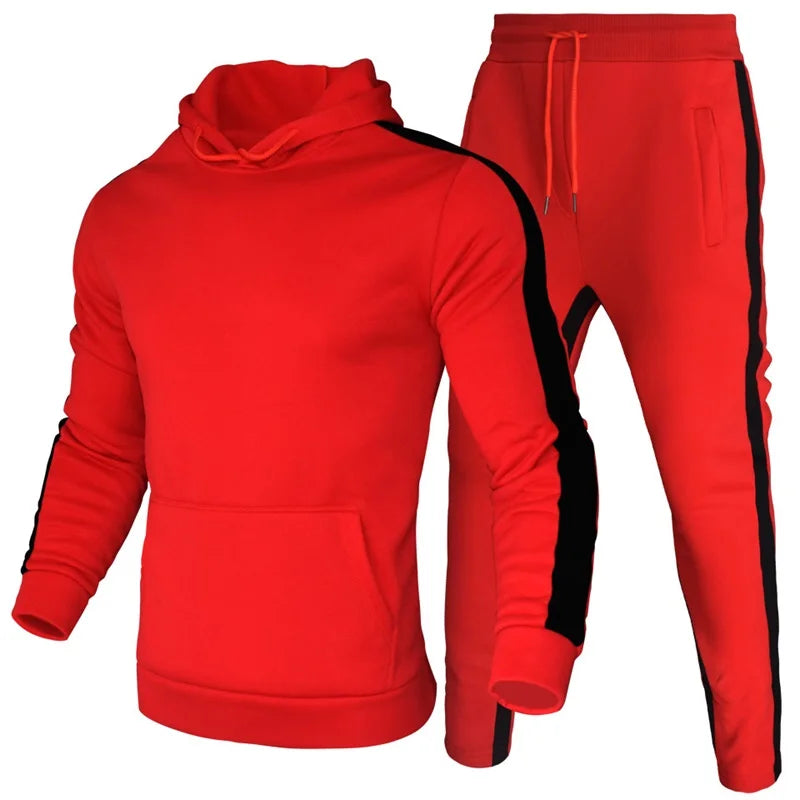 Men's 2 Piece Tracksuit Color Block Sweatsuit Stripes Casual Winter Long Sleeve Warm Moisture Wicking Breathable Sportswear Suit