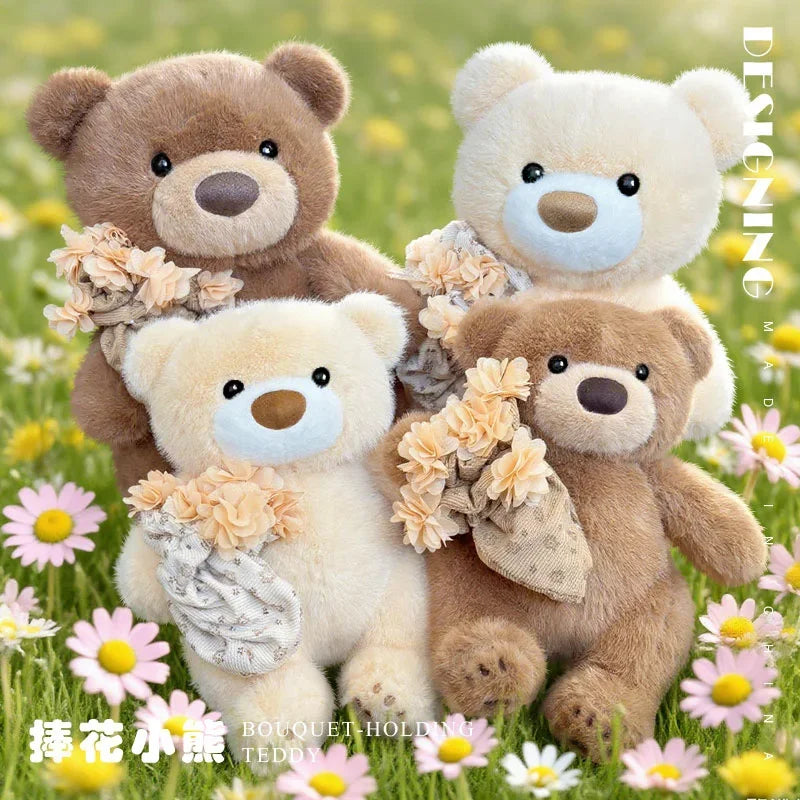 Cute Teddy Bear Plush Toy With Flower Plush Bouquet Love Bear Doll Romantic Holiday Gift Gifts Valentine's Day