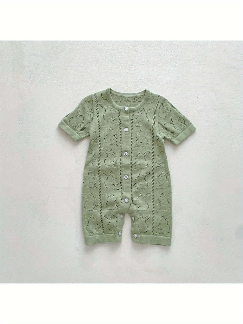 Spring and Autum Korean Style New Girls' Heart Long-Sleeved Jumpsuit Newborn Single-Breasted Cover-Up Crawling Suit Jumpsuit