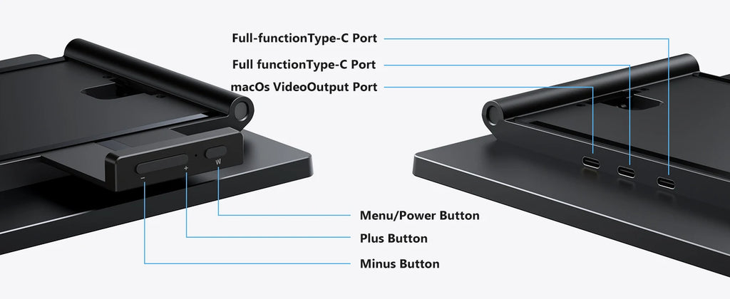 Amoudo14 Inch Dual Portable Monitor 1920*1080P IPS Portable Triple Monitor with USB-C Port for 14-16.5" Laptops Windows/Mac Xbox