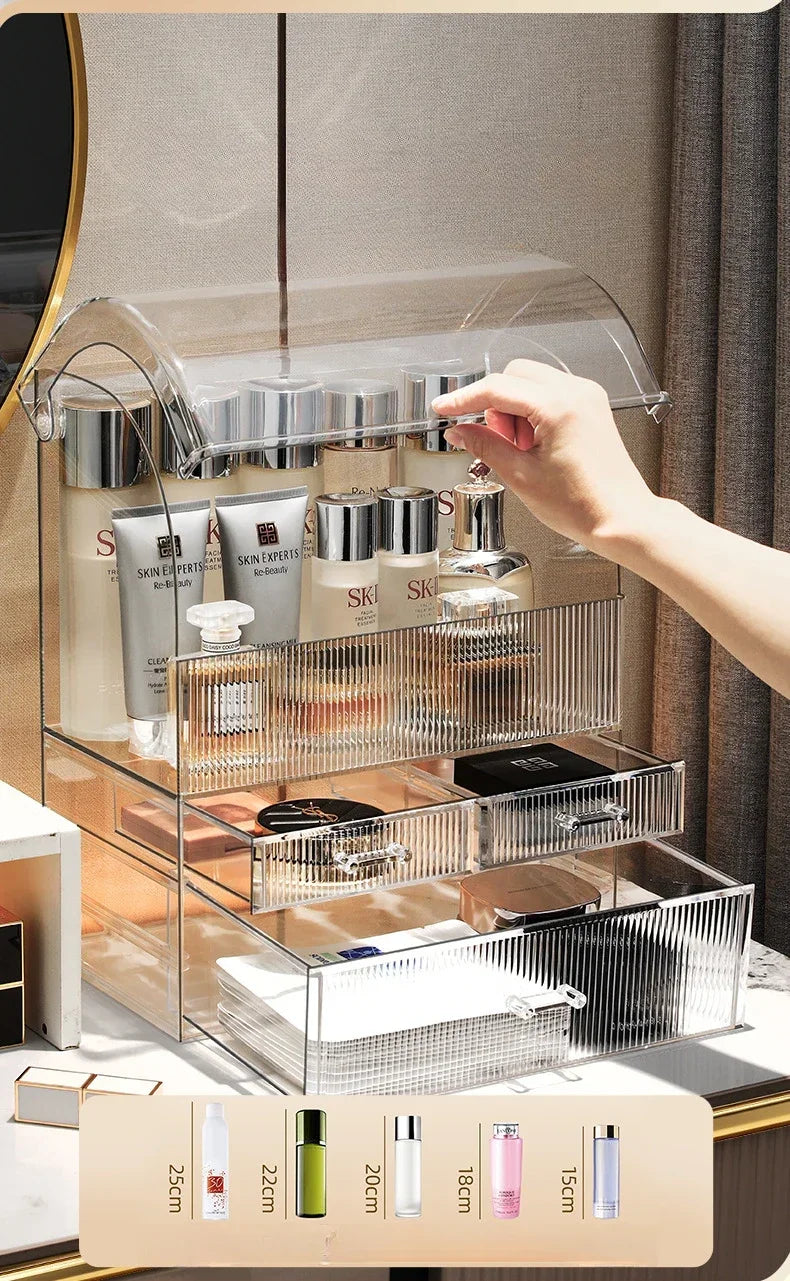 30x17.5x36cm Large Drawer Organizer Makeup Clear Acrylic Box With Perfume Cosmetic Display Capacity Lid Cosmet Storage Box