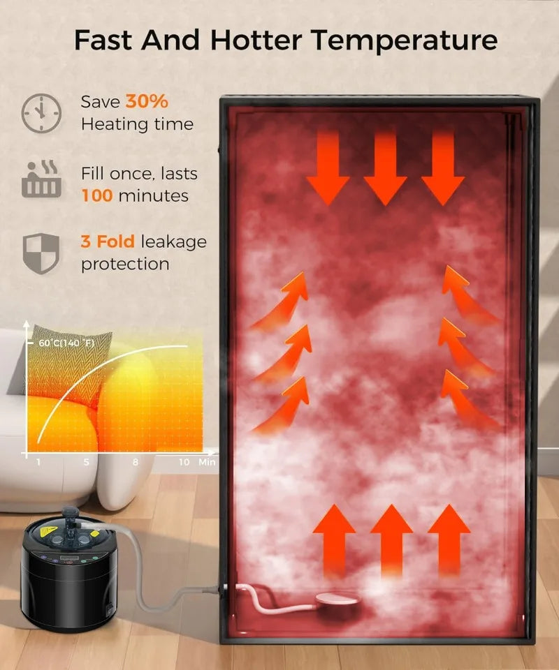 Portable Steam Sauna for Home Spa Sauna Tent Sauna Box with 1600W 4L Steamer Remote Control Height