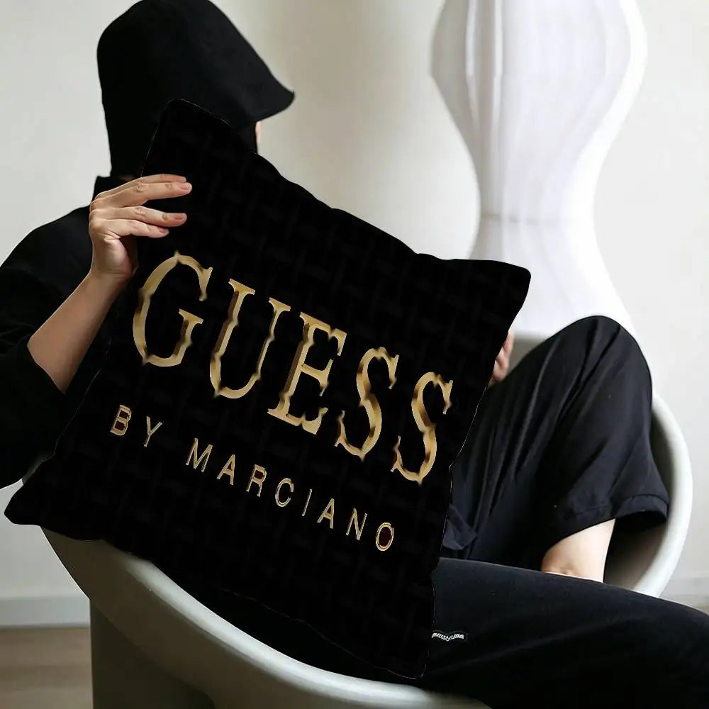 Fashion G_GuessS Logo Printed Pillow Gift Home Office Decoration Pillow Bedroom Sofa Car Cushion CoverPillow Case